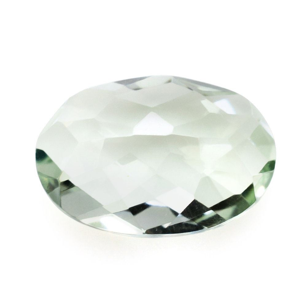 GREEN AMETHYST CHECKER CUT OVAL 13X9MM 3.77 Cts.