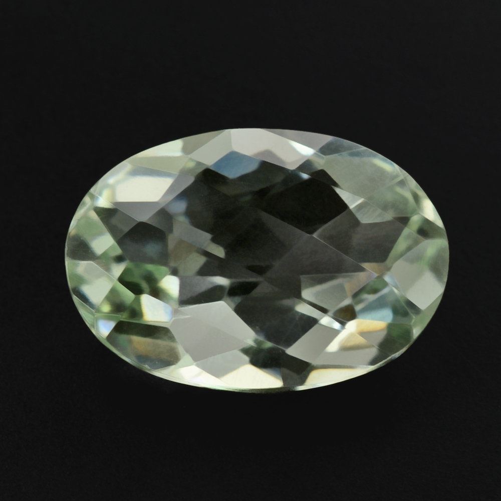 GREEN AMETHYST CHECKER CUT OVAL 13X9MM 3.77 Cts.