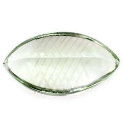 GREEN AMETHYST BUFFTOP CARVED NET BACK MARQUISE (DES#104) 18X10MM 6.28 Cts.