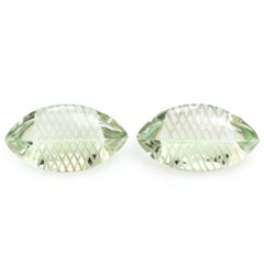 GREEN AMETHYST BUFFTOP CARVED NET BACK MARQUISE (DES#104) 18X10MM 6.28 Cts.