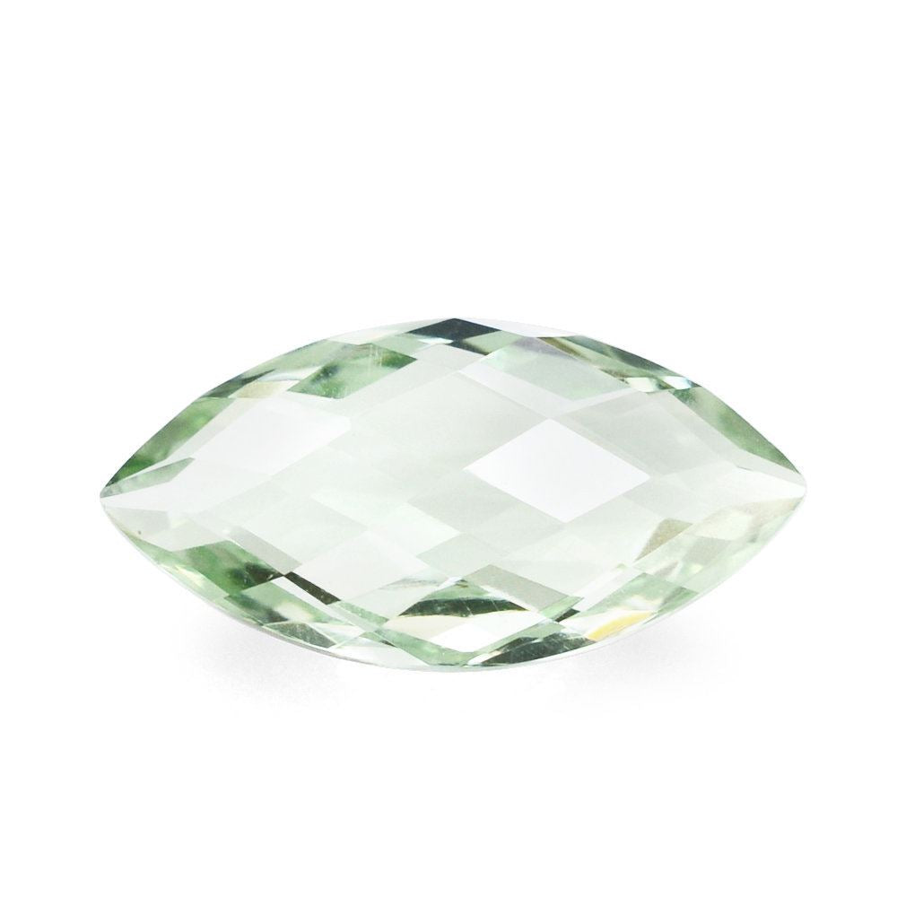 GREEN AMETHYST CHECKER CUT BRIOLETTE MARQUISE 14X7MM 2.68 Cts.