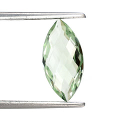 GREEN AMETHYST CHECKER CUT BRIOLETTE MARQUISE 14X7MM 2.68 Cts.