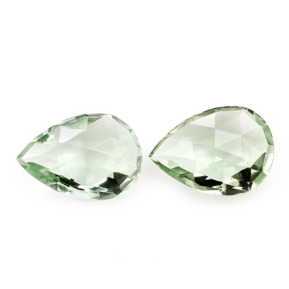 GREEN AMETHYST ROSE CUT BRIOLETTE PEAR 14X10MM 4.40 Cts.