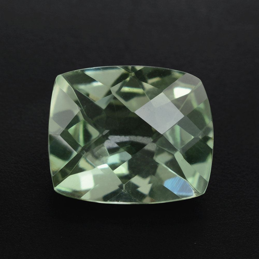GREEN AMETHYST CHECKER CUT CUSHION 12X10MM 4.45 Cts.