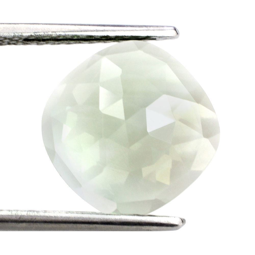 GREEN AMETHYST ROSE CUT CUSHION CAB (SUPER EXTRA) 12MM 4.54 Cts.