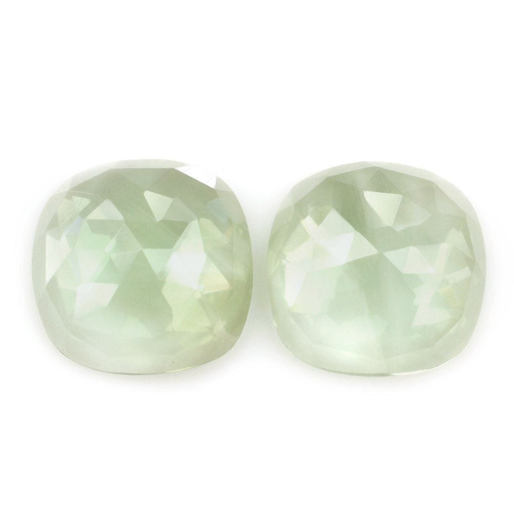 GREEN AMETHYST ROSE CUT CUSHION CAB (SUPER EXTRA) 12MM 4.54 Cts.