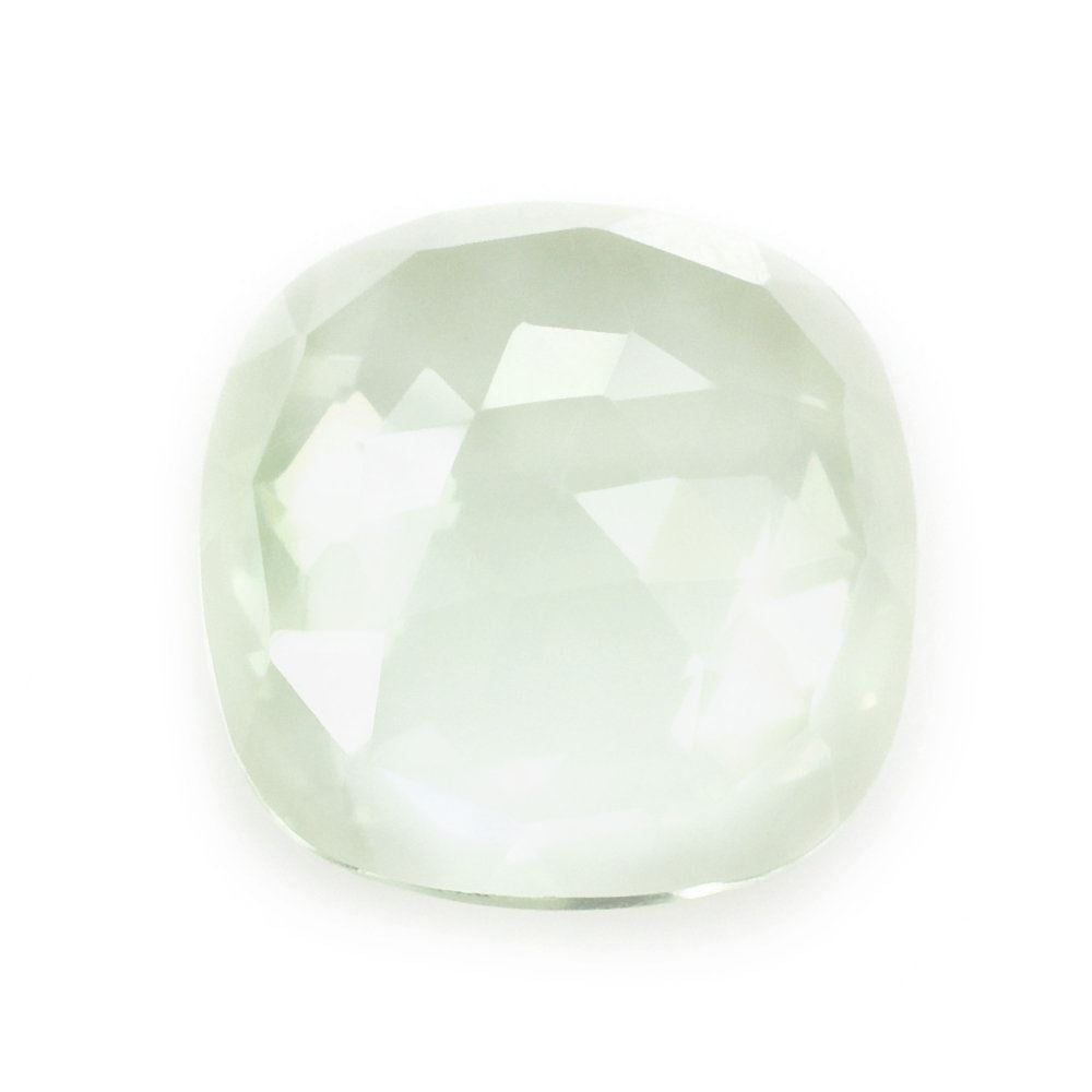 GREEN AMETHYST ROSE CUT CUSHION CAB 12MM 4.72 Cts.