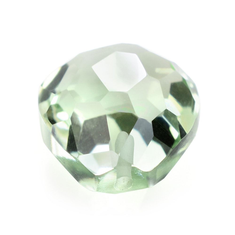 GREEN AMETHYST CUT FOOTBALL PEAR (HALF DRILL) 12X10MM 5.75 Cts.
