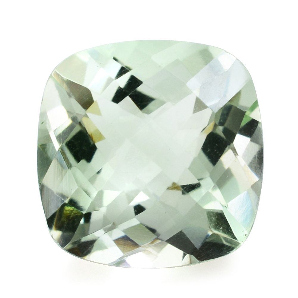 GREEN AMETHYST CHECKER CUT CUSHION 14MM 16.03 Cts.
