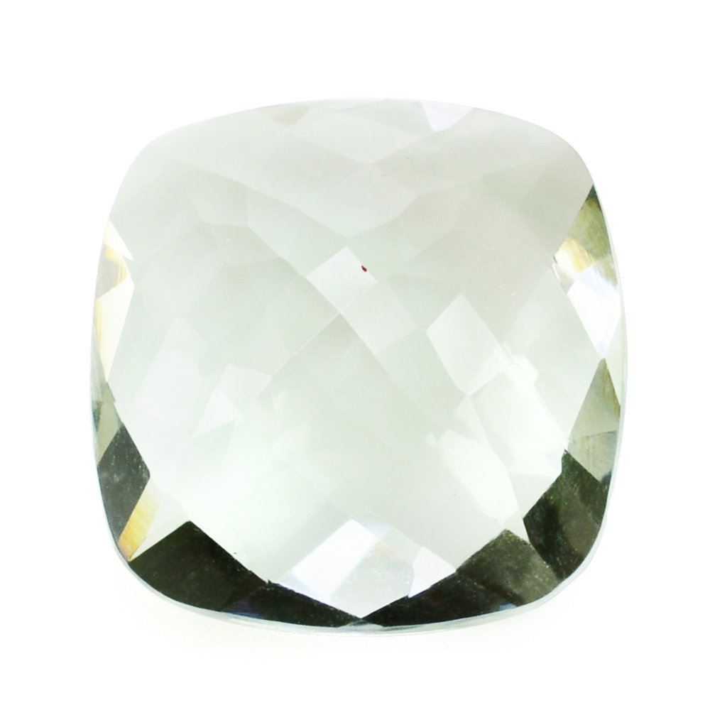 GREEN AMETHYST CHECKER CUT CUSHION 14MM 16.03 Cts.