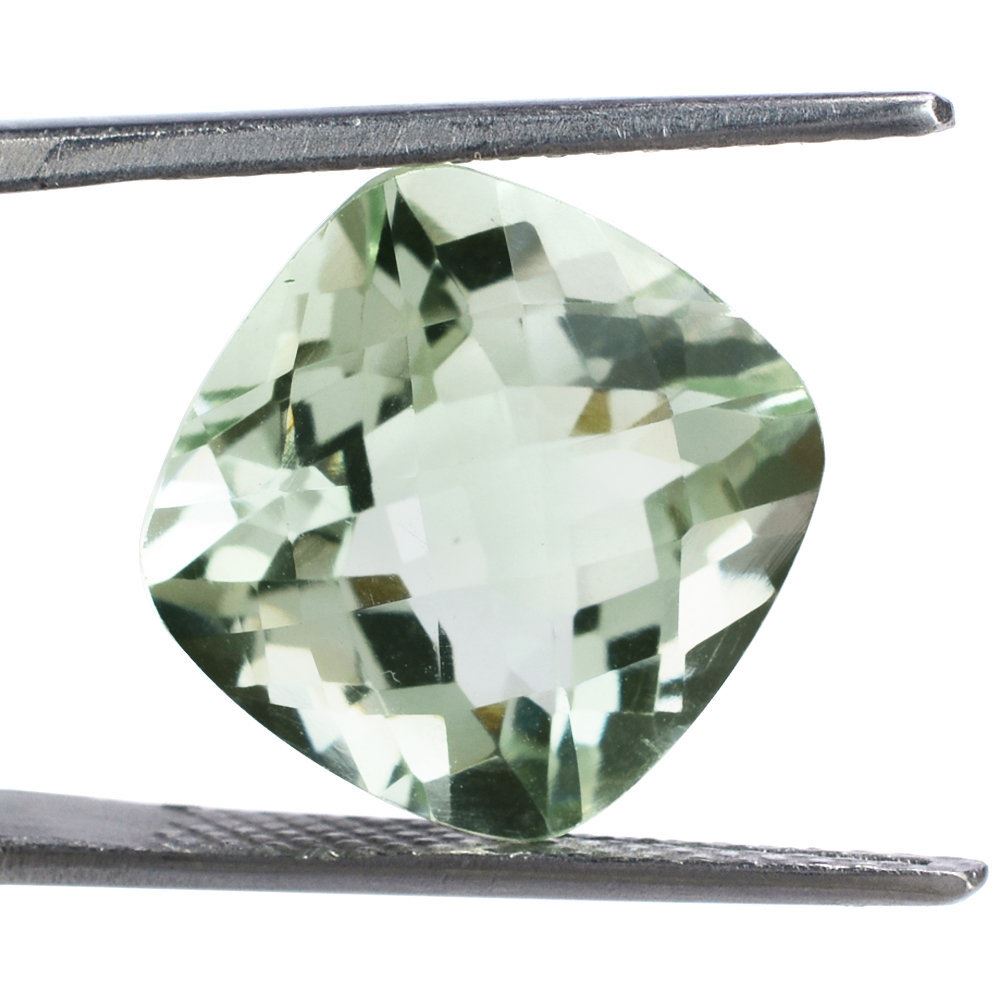 GREEN AMETHYST CHECKER CUT CUSHION 14MM 16.03 Cts.