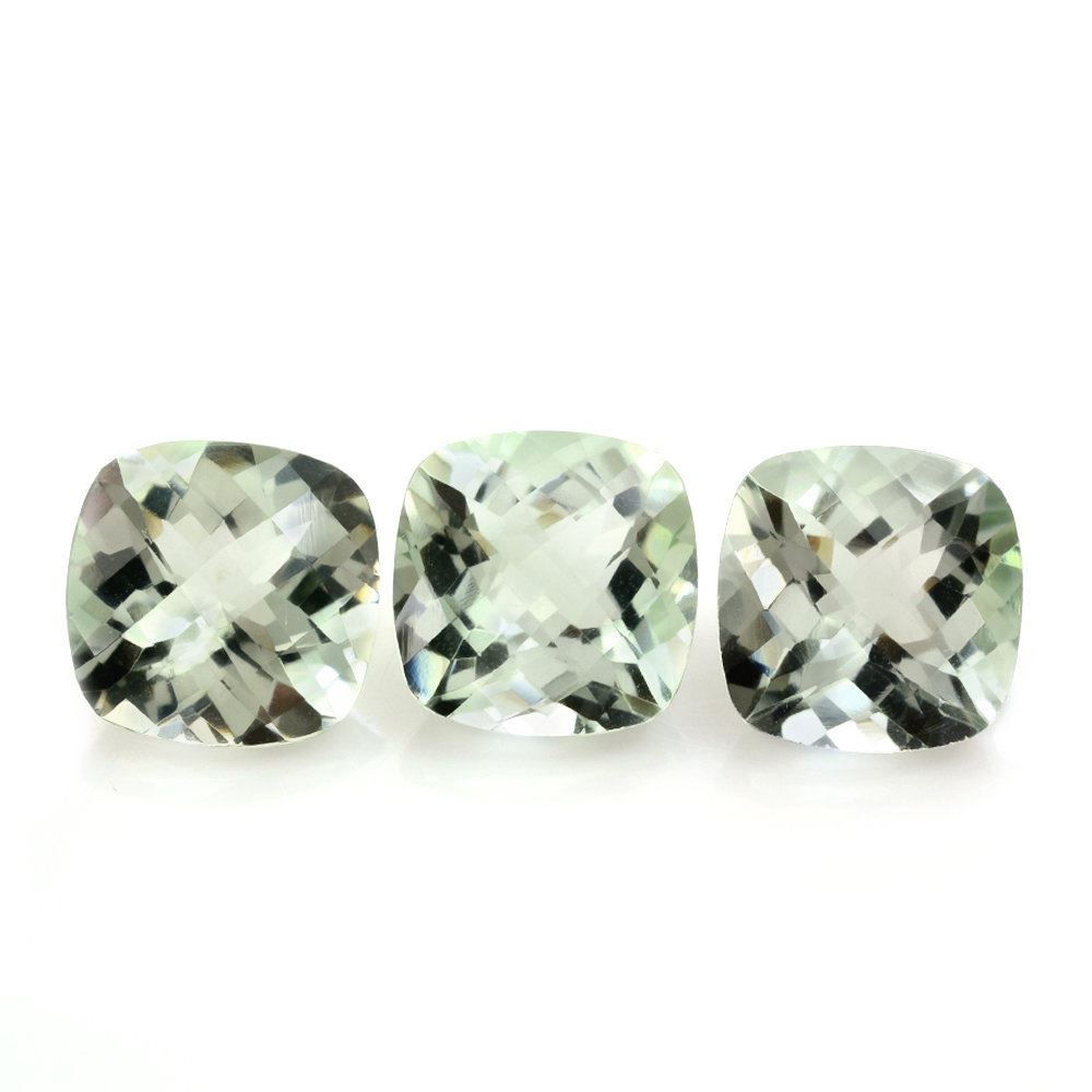 GREEN AMETHYST CHECKER CUT CUSHION 14MM 16.03 Cts.