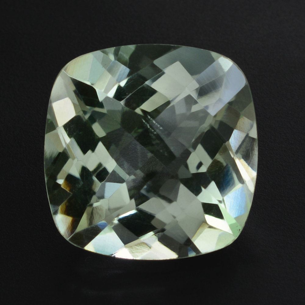GREEN AMETHYST CHECKER CUT CUSHION 14MM 16.03 Cts.