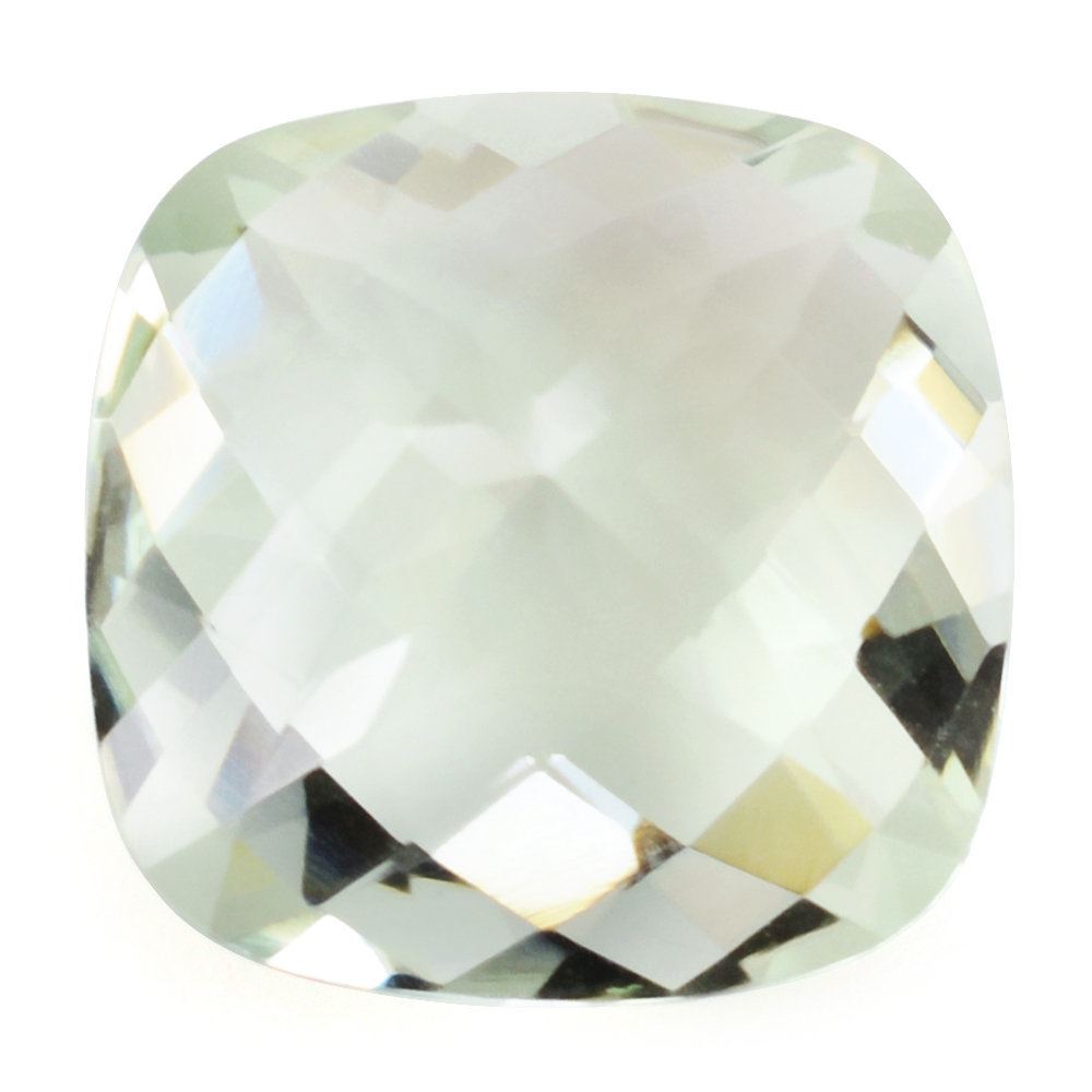 GREEN AMETHYST CHECKER CUT CUSHION 15MM 11.00 Cts.