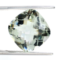 GREEN AMETHYST CHECKER CUT CUSHION 15MM 11.00 Cts.