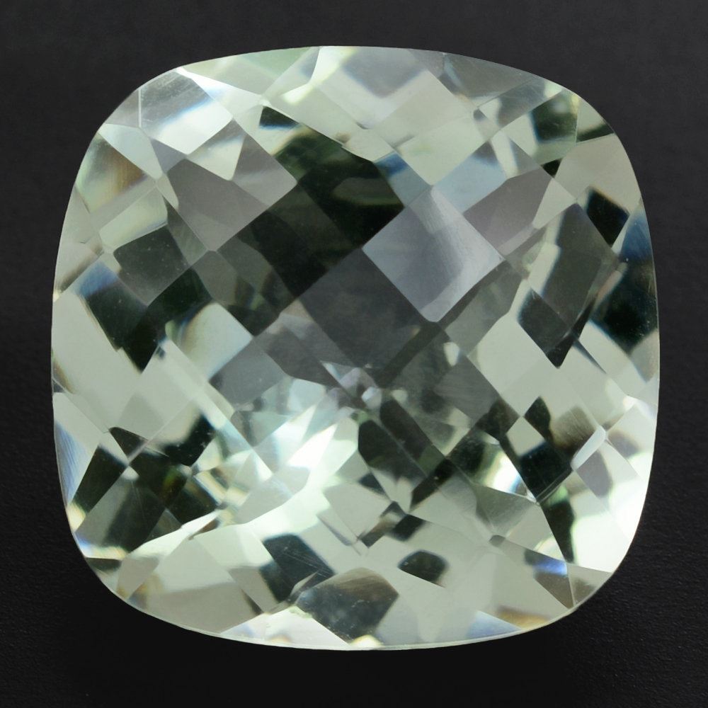 GREEN AMETHYST CHECKER CUT CUSHION 15MM 11.00 Cts.