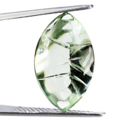 GREEN AMETHYST BUFFTOP CROSS CONCAVE BACK MARQUISE (DES#102) 20X12MM 8.90 Cts.