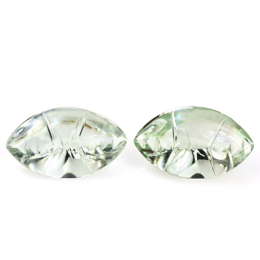 GREEN AMETHYST BUFFTOP CROSS CONCAVE BACK MARQUISE (DES#102) 20X12MM 8.90 Cts.
