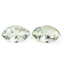 GREEN AMETHYST BUFFTOP CROSS CONCAVE BACK MARQUISE (DES#102) 20X12MM 8.90 Cts.