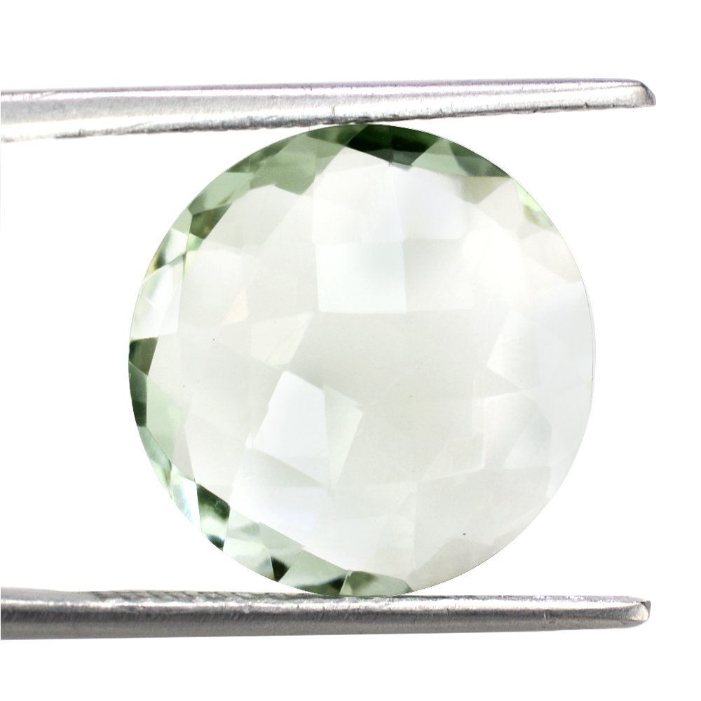 GREEN AMETHYST BRIOLETTE ROUND 15MM 6.99 Cts.