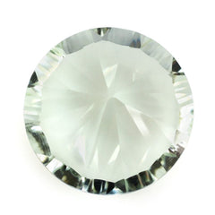 GREEN AMETHYST CONCAVE STRAIGHT FACET ROUND (DES#77) 14MM 9.94 Cts.