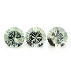 GREEN AMETHYST CONCAVE STRAIGHT FACET ROUND (DES#77) 14MM 9.94 Cts.