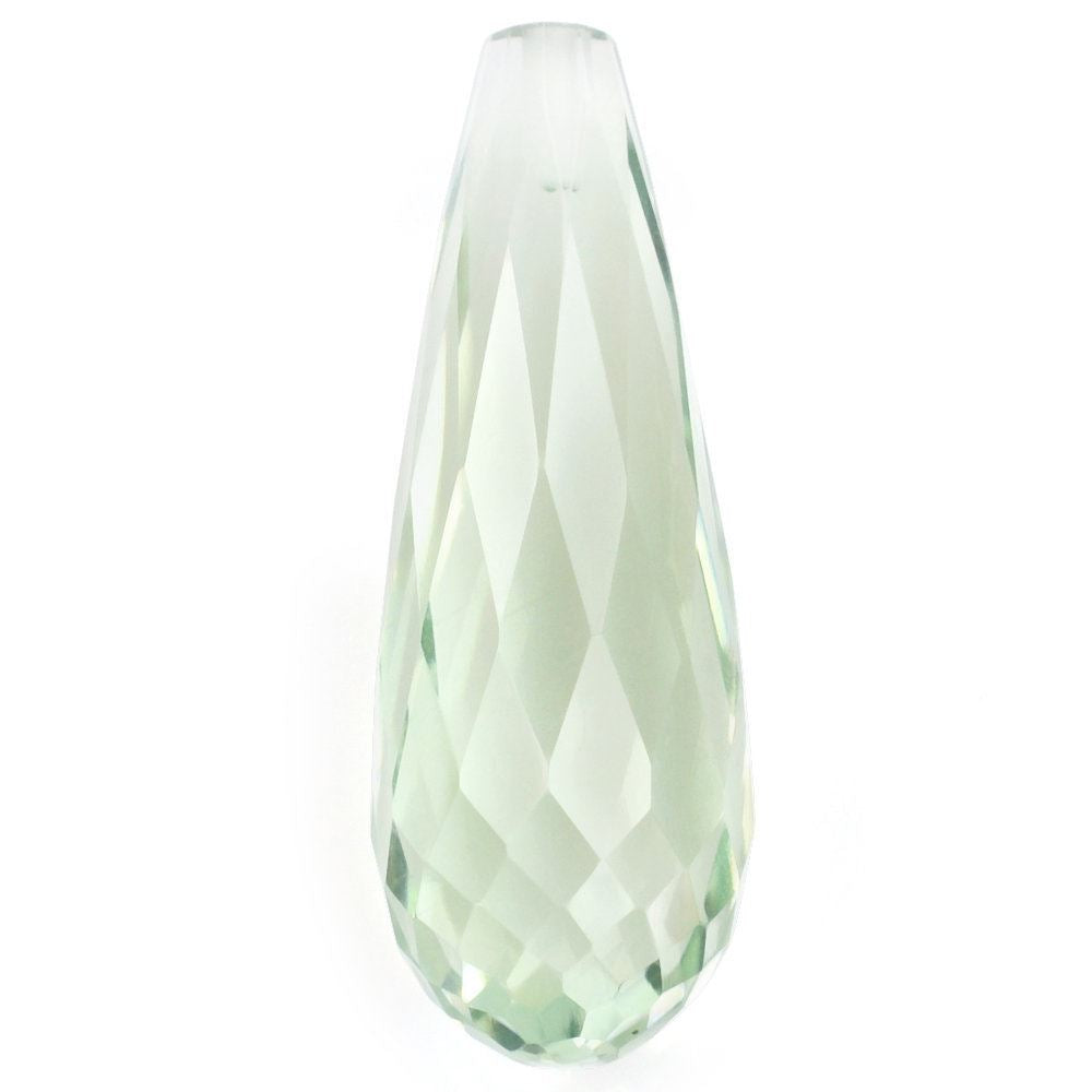 GREEN AMETHYST FACETED DROPS (HALF DRILL) 23X8MM 10.20 Cts.