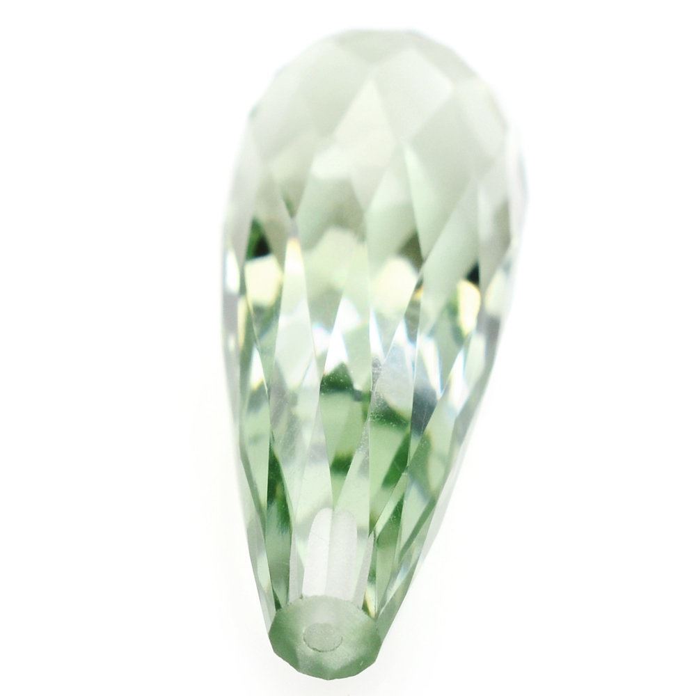 GREEN AMETHYST FACETED DROPS (HALF DRILL) 23X8MM 10.20 Cts.