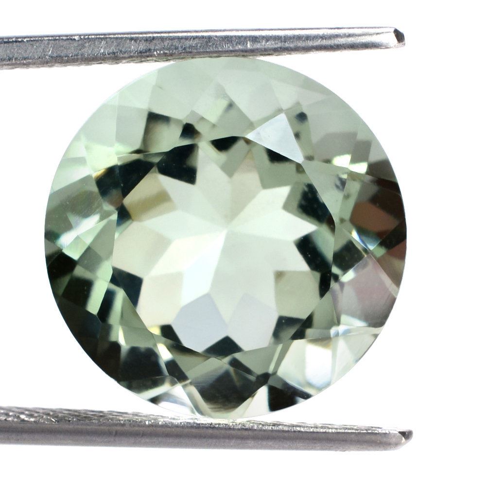GREEN AMETHYST CUT ROUND 15MM 11.25 Cts.