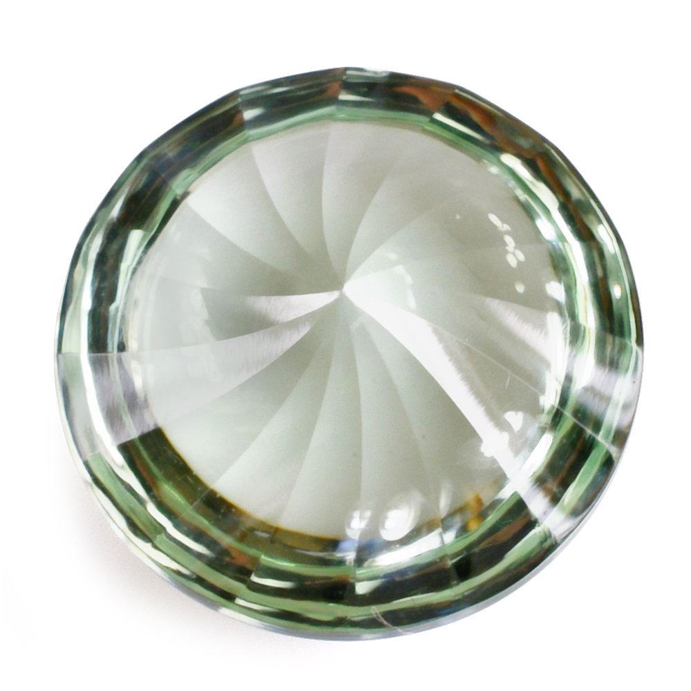 GREEN AMETHYST BUFFTOP ROUND WITH TWISTED CONCAVE (DES#31) 15MM 12.45 Cts.