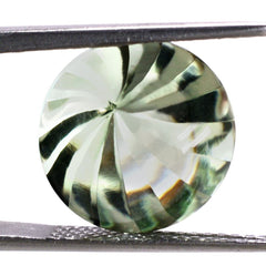 GREEN AMETHYST BUFFTOP ROUND WITH TWISTED CONCAVE (DES#31) 15MM 12.45 Cts.