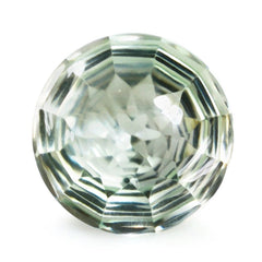 GREEN AMETHYST BUFFTOP CONCAVE STEP CUT BACK ROUND (DES#47) 14MM 9.37 Cts.