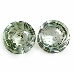 GREEN AMETHYST BUFFTOP CONCAVE STEP CUT BACK ROUND (DES#47) 14MM 9.37 Cts.