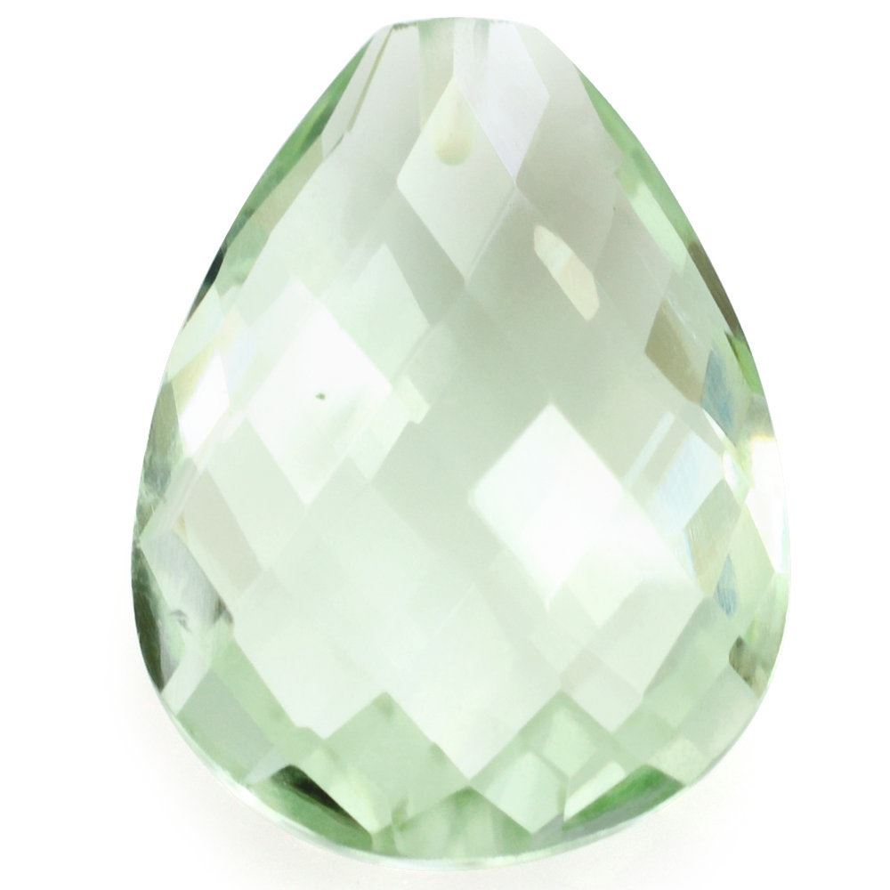 GREEN AMETHYST BRIOLETTE PEAR (HALF DRILL) (SI) 20X15MM 12.72 Cts.