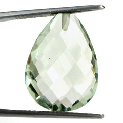 GREEN AMETHYST BRIOLETTE PEAR (HALF DRILL) (SI) 20X15MM 12.72 Cts.
