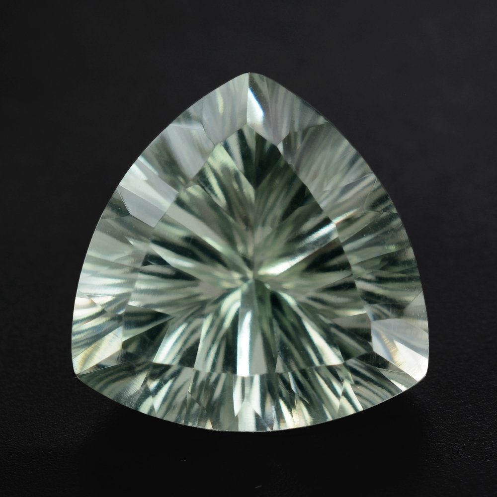 GREEN AMETHYST LONG STEP CONCAVE TRILLION (DES#85) 14MM 7.62 Cts.