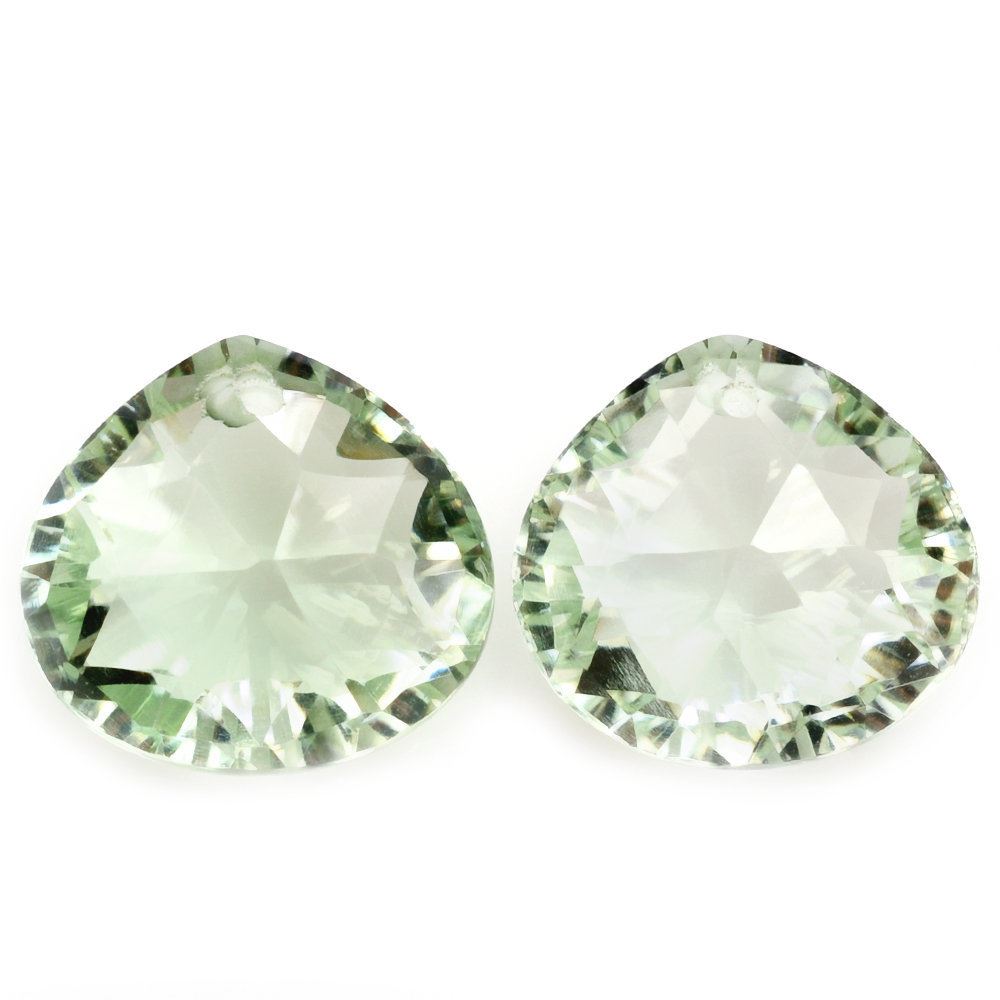 GREEN AMETHYST CONCAVE BRIOLETTE PEAR (FULL DRILL) (TABEEZ) 13X12MM 8.38 Cts.