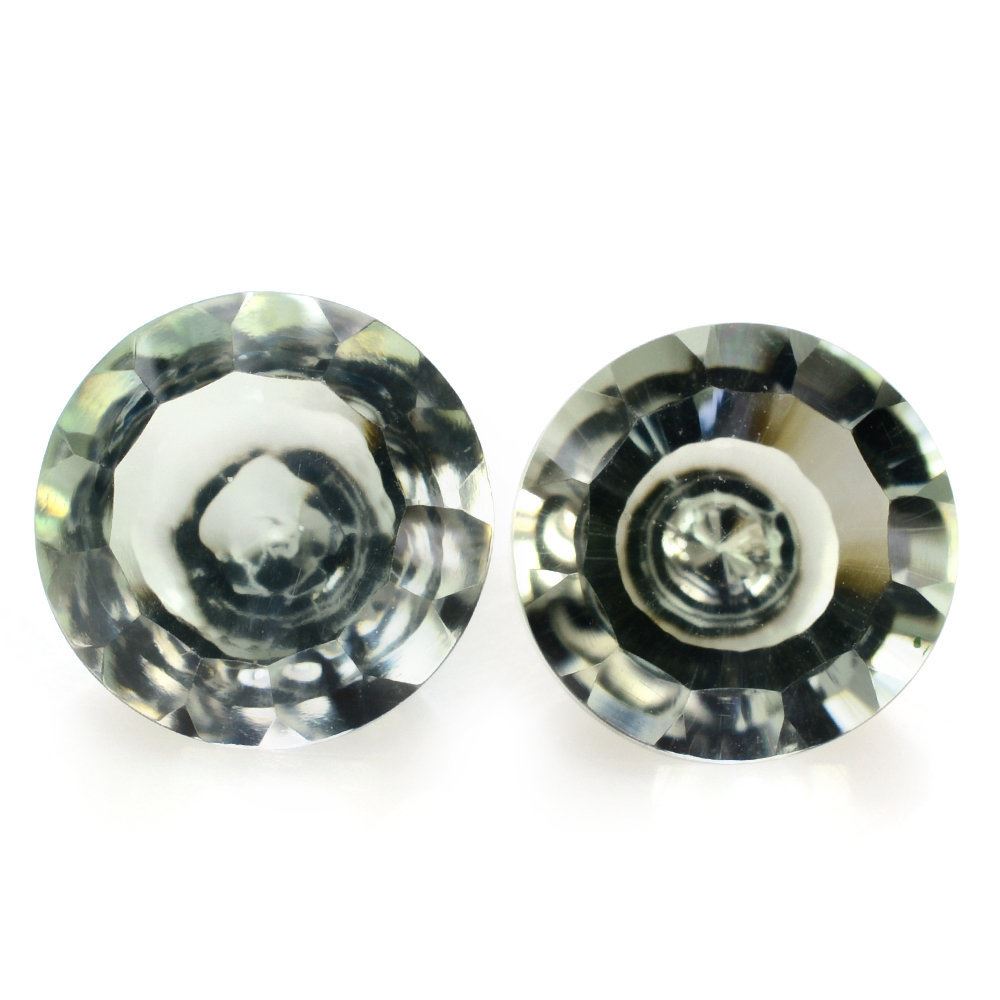 GREEN AMETHYST CONCAVE CONE ROUND (DES#140) 10MM 3.41 Cts.