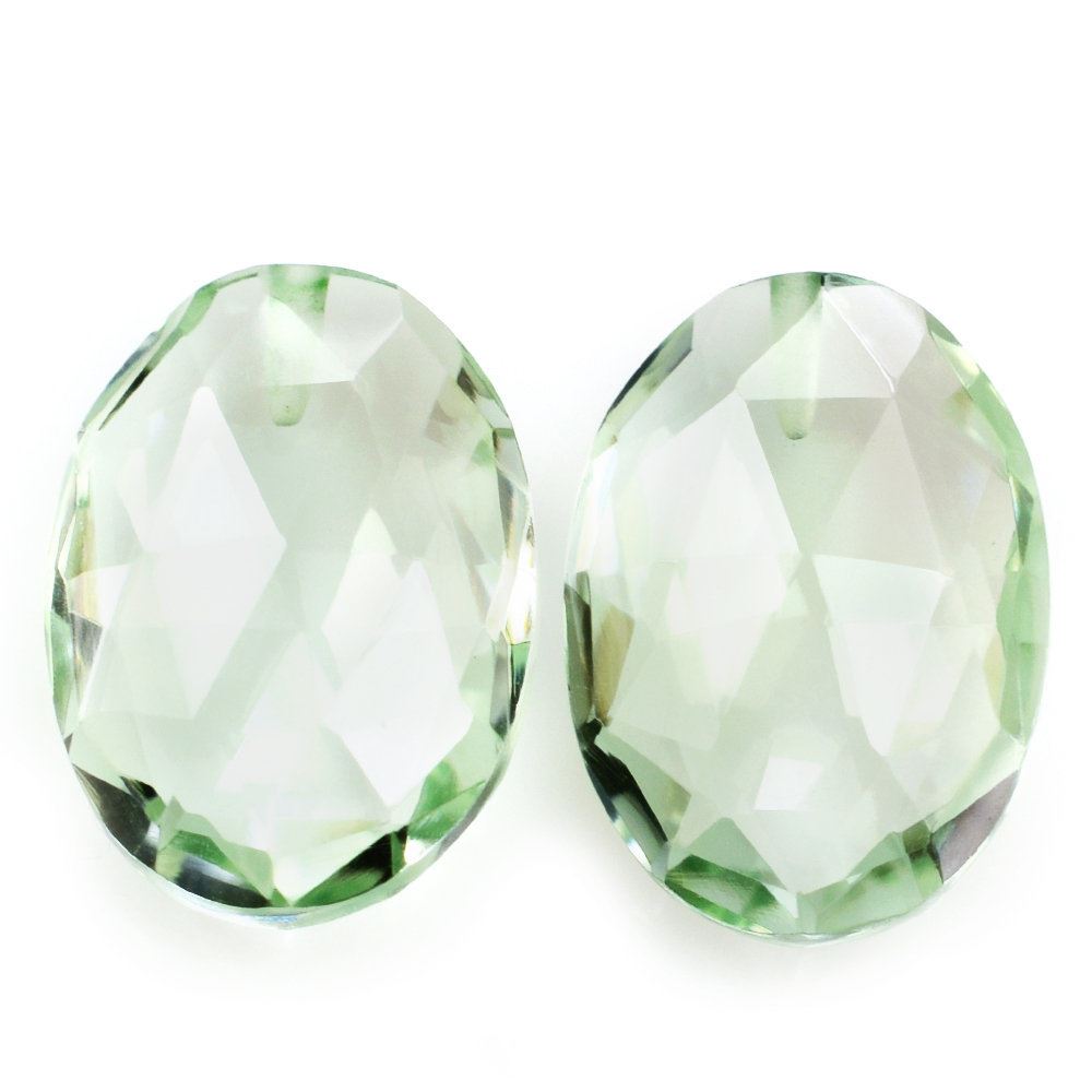 GREEN AMETHYST ROSE CUT BRIOLETTE OVAL (HALF DRILL) 14X10MM 4.83 Cts.