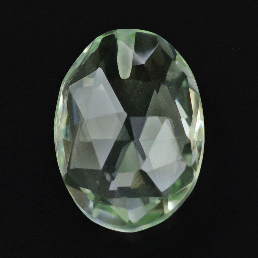 GREEN AMETHYST ROSE CUT BRIOLETTE OVAL (HALF DRILL) 14X10MM 4.83 Cts.