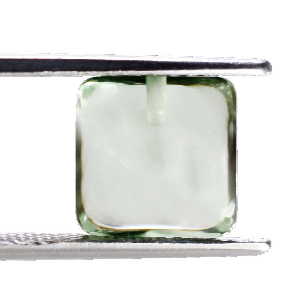 GREEN AMETHYST LENTIL CUSHION (HALF DRILL) (SUPER EXTRA) 10MM 5.30 Cts.