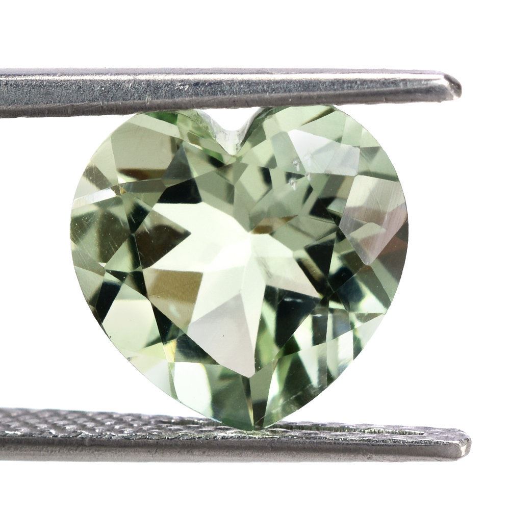 GREEN AMETHYST CUT HEART 12MM 5.26 Cts.