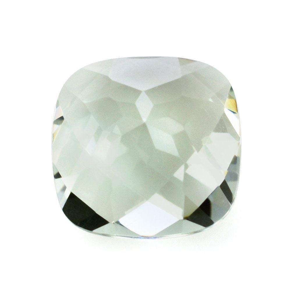 GREEN AMETHYST CHECKER CUT CUSHION 11MM 4.13 Cts.