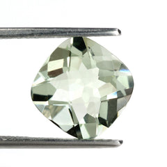 GREEN AMETHYST CHECKER CUT CUSHION 11MM 4.13 Cts.