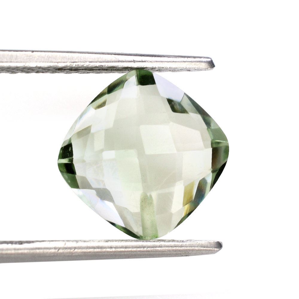 GREEN AMETHYST BRIOLETTE CUSHION (HALF DRILL) 10MM 3.66 Cts.