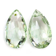 GREEN AMETHYST ROSE CUT BRIOLETTE PEAR (FULL DRILL) 16X9MM 5.12 Cts.