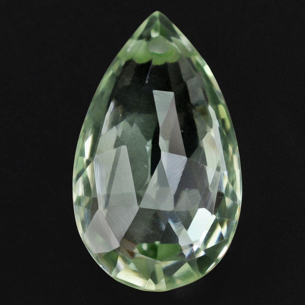 GREEN AMETHYST ROSE CUT BRIOLETTE PEAR (FULL DRILL) 16X9MM 5.12 Cts.