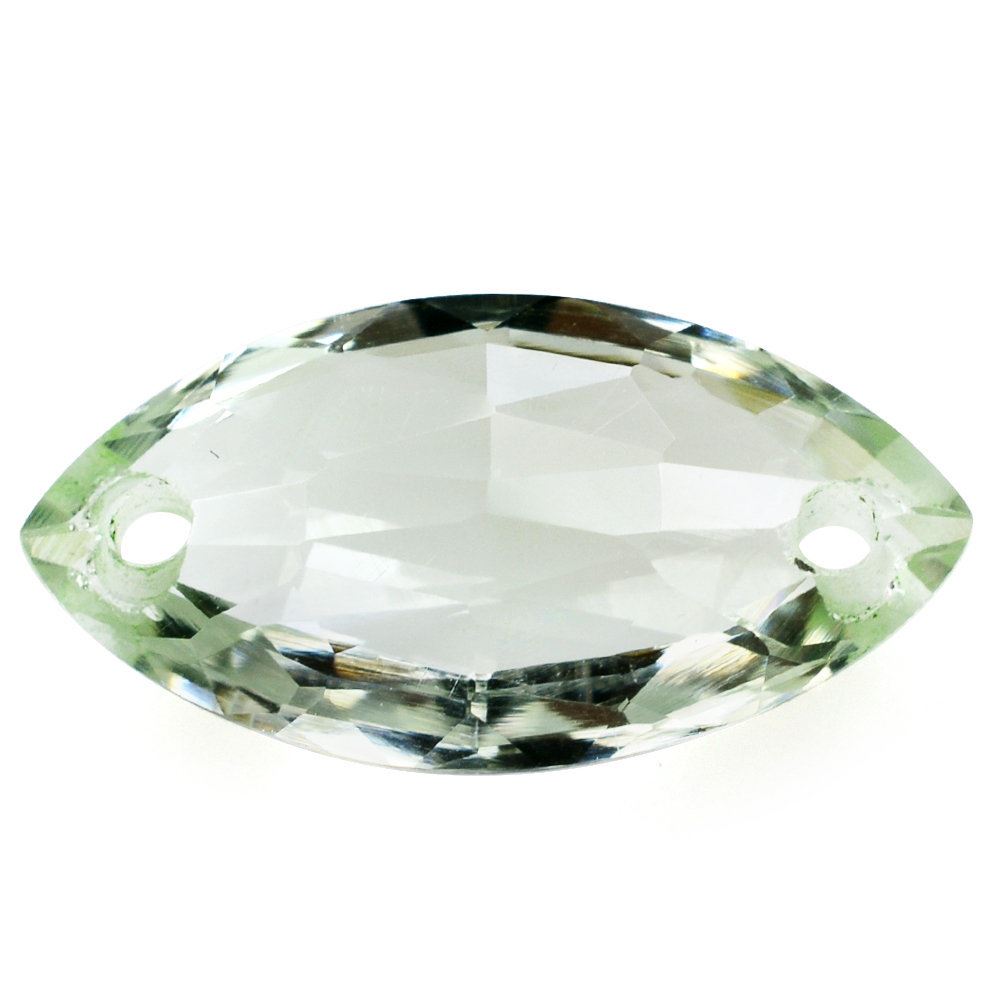 GREEN AMETHYST ROSE CUT BRIOLETTE MARQUISE (FULL DRILL) (TWO HOLE) 16X8MM 3.82 Cts.