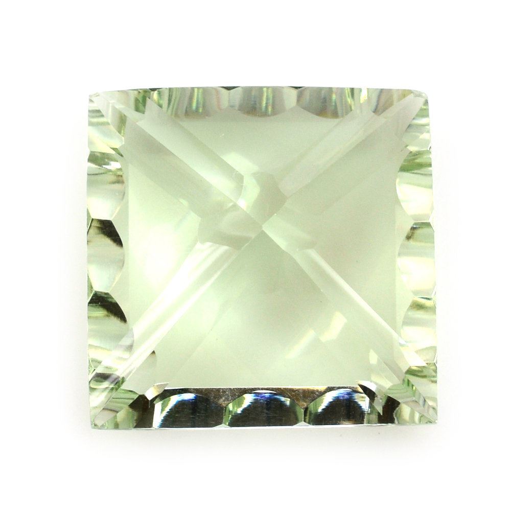 GREEN AMETHYST CONCAVE CUT SQUARE 20MM 30.53 Cts.