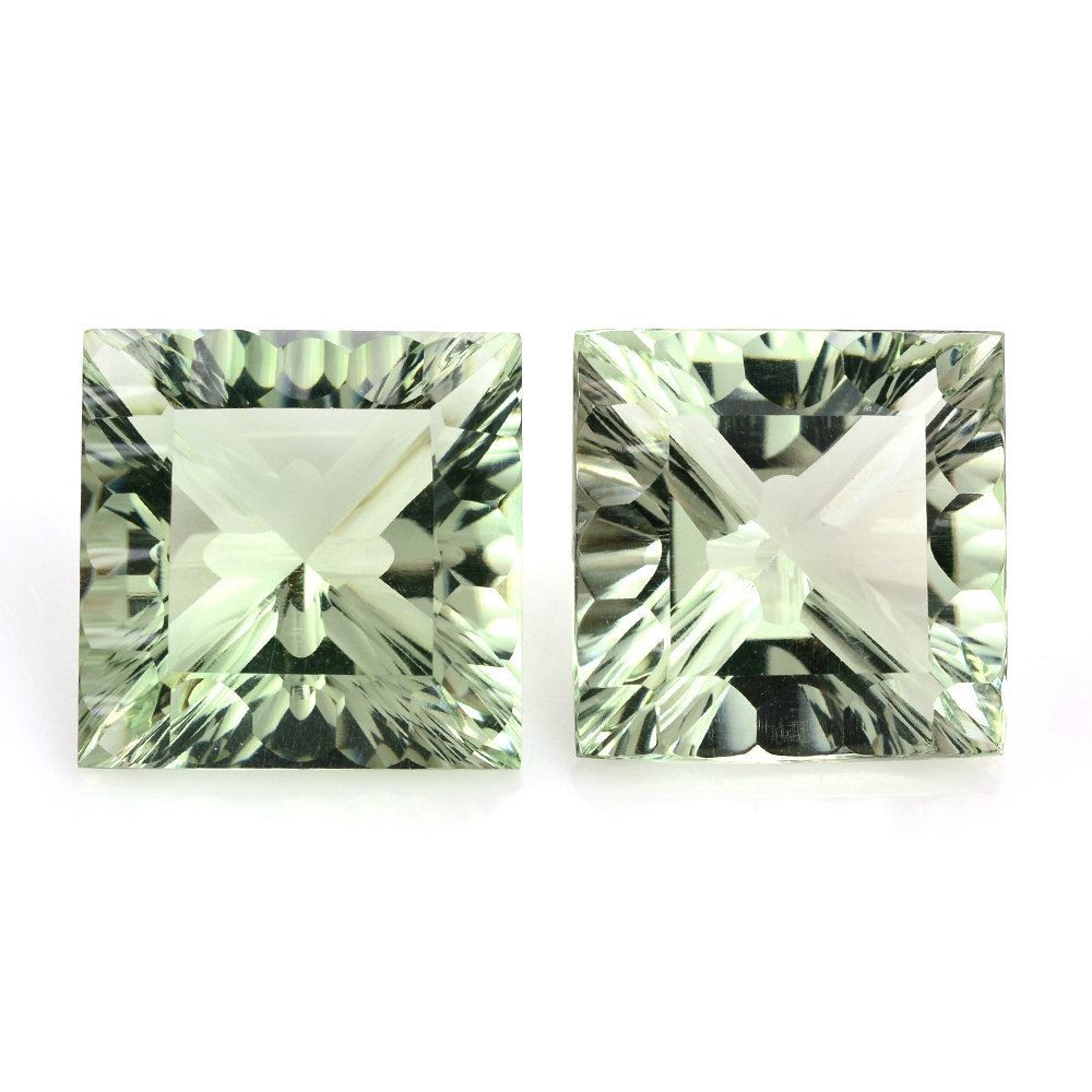 GREEN AMETHYST CONCAVE CUT SQUARE 20MM 30.53 Cts.